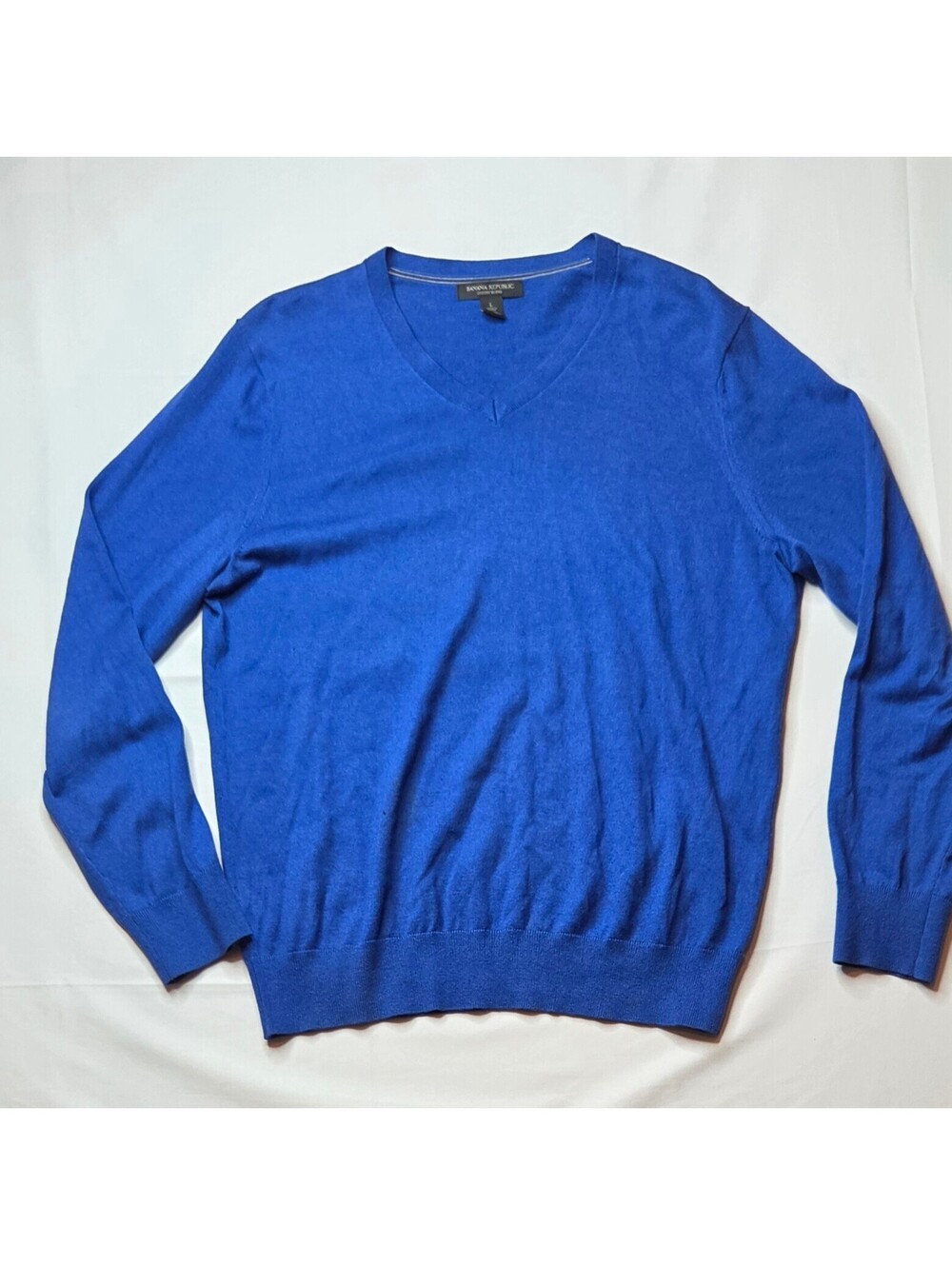 Banana Republic Silk Cotton Cashmere Blue V-Neck Sweater Size L
